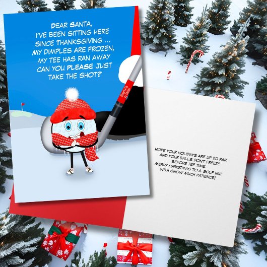 Carte Noël Balle de Golf Gelée Drôle