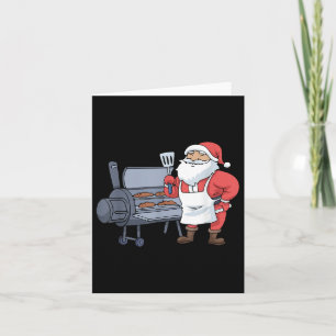 Carte Noël Barbecue Santa Claus Grill Smoker Steak