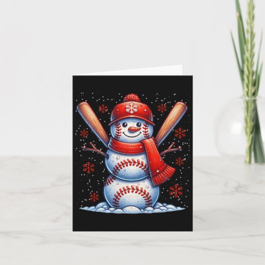 Carte Noël Baseball Snowman Boys Baseball Noël (Devant)