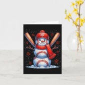 Carte Noël Baseball Snowman Boys Baseball Noël (Fleur jaune)