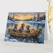 Carte Noël Bateau de vacances Bluetick Coonhound (Fleur jaune)