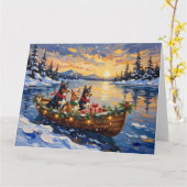 Carte Noël Bateau de vacances de Kelpie australien (Fleur jaune)