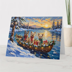 Carte Noël Bateau de vacances Terrier Tibétain