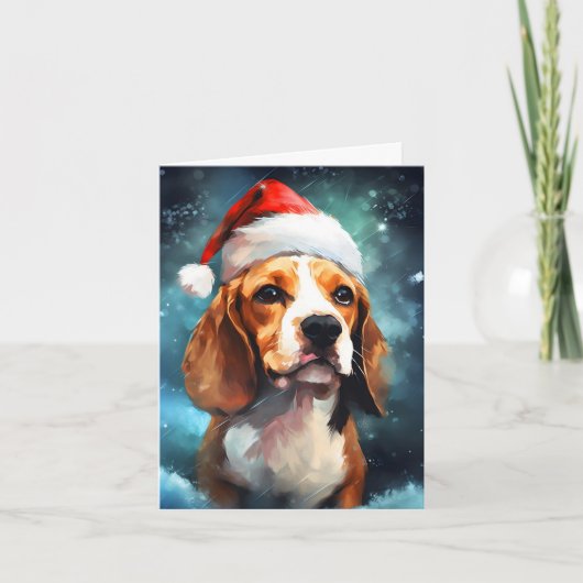 Carte Noël beagle (Devant)