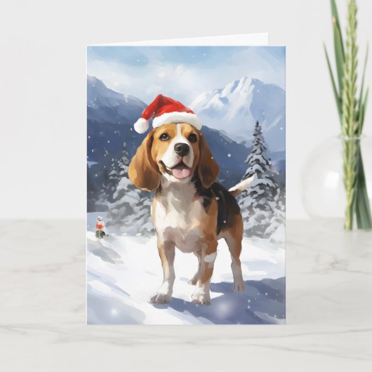 Carte Noël beagle (Devant)