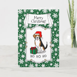 Carte Noël Beagle de chapeau de Noël (tri couleur 3) Chi