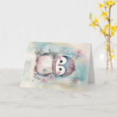 Carte Noël Bébé Animaux Pingouin voeux de vacances (Fleur jaune)