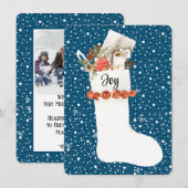 Carte Noël blanc neigeux avec JOY, modifiable (Devant / Derrière)