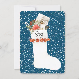 Carte Noël blanc neigeux avec JOY, modifiable