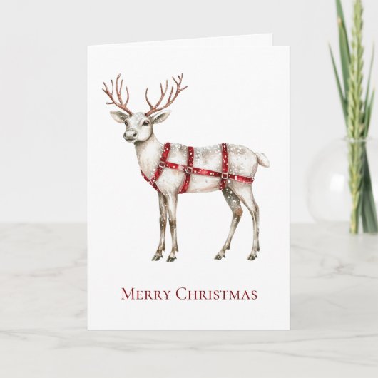 Carte Noel Blanc Peppermenthe Cerf (Devant)