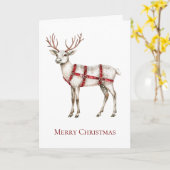 Carte Noel Blanc Peppermenthe Cerf (Fleur jaune)