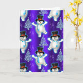 Carte Noël Bleu de Noël de Snowman (Fleur jaune)