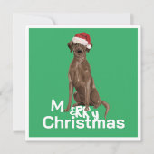 Carte Noël Brown Labrador Chien vert Joyeux voeux (Devant)