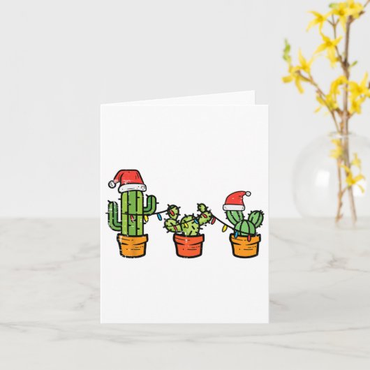 Carte Noël Cactus mignon Plante Succulent Noël Hommes FE (Fleur jaune)