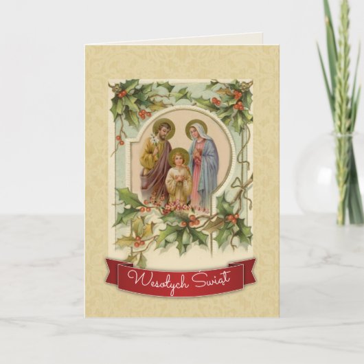 Carte Noël catholique vintage en polonais (Devant)