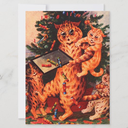 Carte Noël Catland Louis Wain Flat Card (Devant)