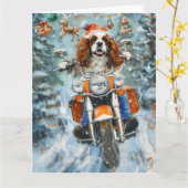 Carte Noël Cavalier King Charles Spaniel (Fleur jaune)