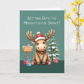 Carte Noël Cerf Éléphant Adorable Drôle (Fleur jaune)