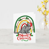 Carte Noël chat bleu russe Joyeux Noël (Fleur jaune)