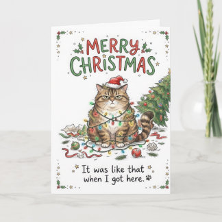 Carte Noël Chat Grincheux Drôle – C'était déjà comme ça