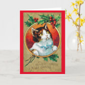 Carte Noël, Chat Xmas (Fleur jaune)
