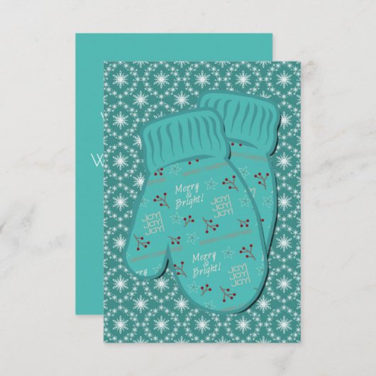 Carte Noël chaud Mittens (Devant / Derrière)