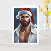 Carte Noël chaud Père Noël (Fleur jaune)