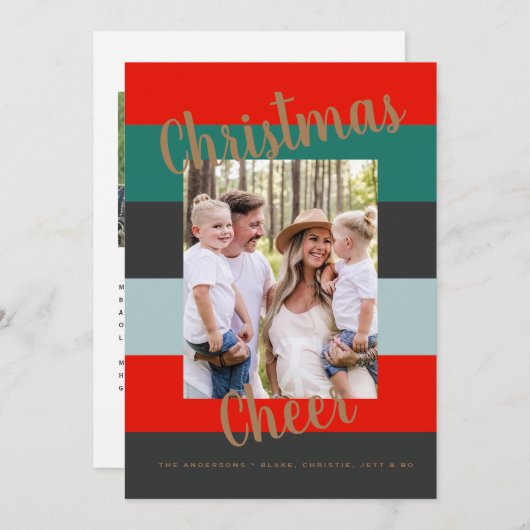 Carte Noël Cheer moderne coloré multi-photo (Devant / Derrière)