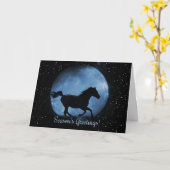 Carte Noël Cheval Joyeuses Fêtes Lune (Fleur jaune)