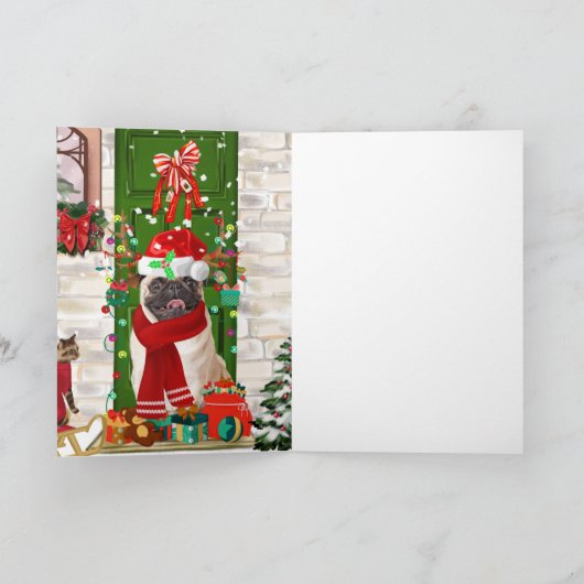 Carte Noël Chien Carlin (Intérieur)