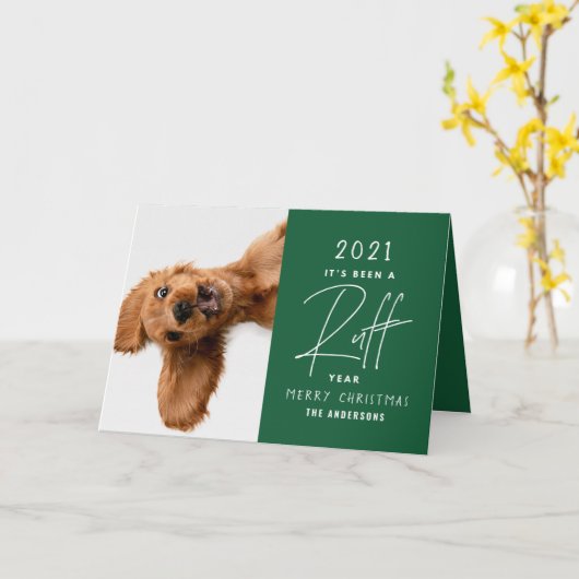 Carte Noël chien drôle ruff année en examen (Fleur jaune)