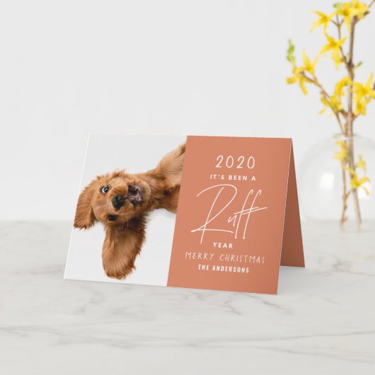Carte Noël chien drôle ruff année en examen (Fleur jaune)