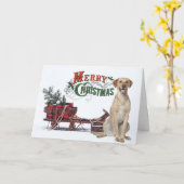 Carte Noël Chien Jaune Rustique (Fleur jaune)