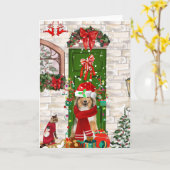 Carte Noël Chien Sheltie (Fleur jaune)