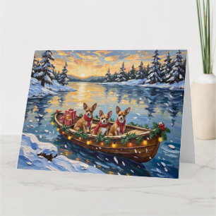 Carte Noël Chihuahua Bateau Fêtes
