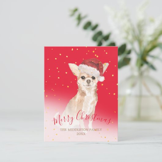 Carte Noël Chihuahua Chien Or Rouge Salutation saisonniè (Debout devant)