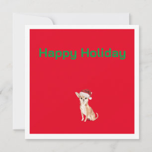 Carte Noël Chihuahua Chien Rouge Joyeux voeux