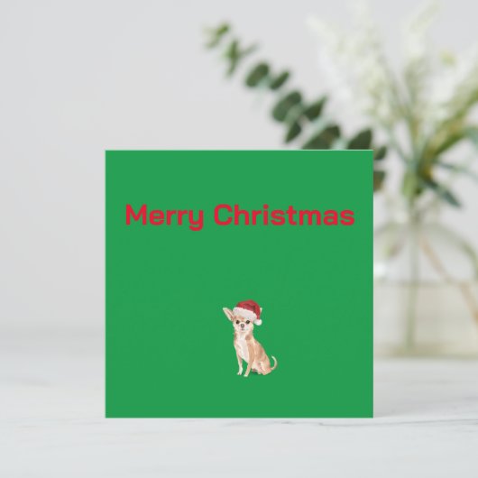 Carte Noël Chihuahua Chien Vert Joyeux voeux (Debout devant)