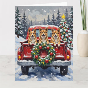 Carte Noël Chin Japonais Camion Rouge Fêtes