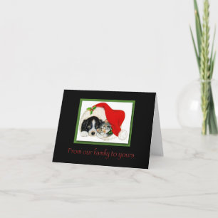 Carte Noël Chiot et Kitten