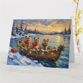 Carte Noël Chow Chow Bateau Fêtes (Fleur jaune)