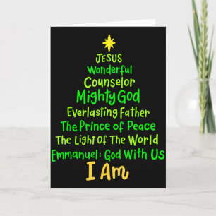 Carte Noël chrétien Jésus Bible Noms Arbre de Noël Sh