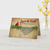 Carte Noël, Chrétien, Joie au monde, Cardinal, (Fleur jaune)