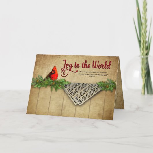 Carte Noël, Chrétien, Joie au monde, Cardinal, (Devant)
