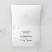 Carte Noël, Christian/Verse, Ornements pourpres/Neige (Intérieur)