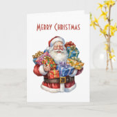 Carte Noël classique de Jolly Santa Claus (Fleur jaune)