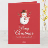 Carte Noël classique Red Snowman (Fleur jaune)
