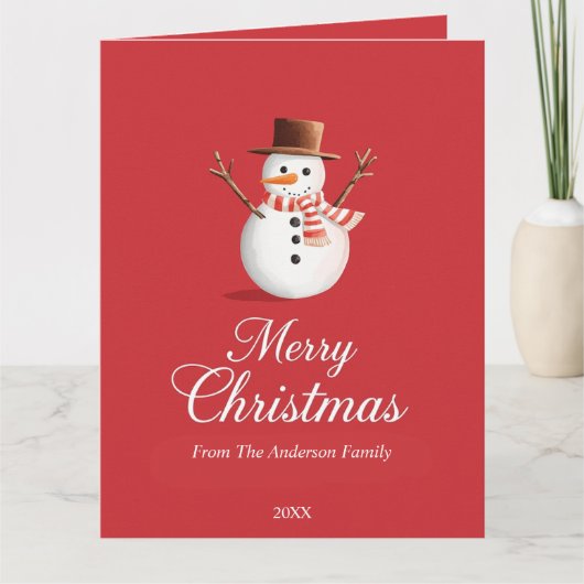 Carte Noël classique Red Snowman (Devant)