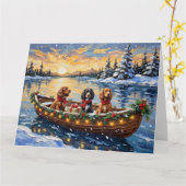 Carte Noël Cocker Spaniel Bateau Fêtes (Fleur jaune)