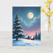 Carte Noël Cosy Lune d'Hiver (Fleur jaune)